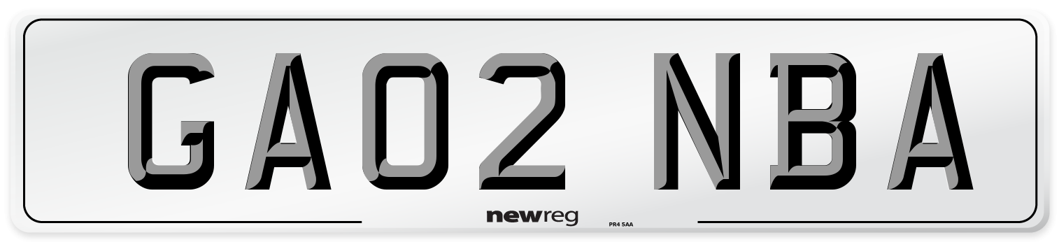 GA02 NBA Number Plate from New Reg